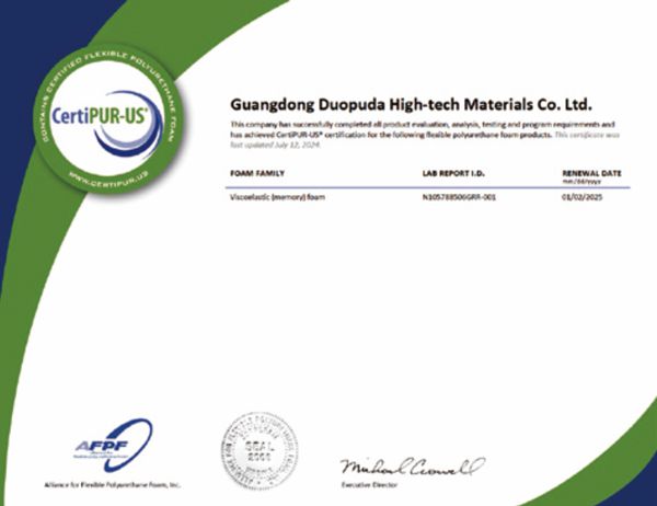 CERTIPUR-US® CERTIFIED FOAM